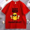 Beer Time Madafakas Tshirts Fun Chick Mascot Holding Two Beers TShirts Party Decor Tshirt Unisex Women Summer Drink Tees Clothes
