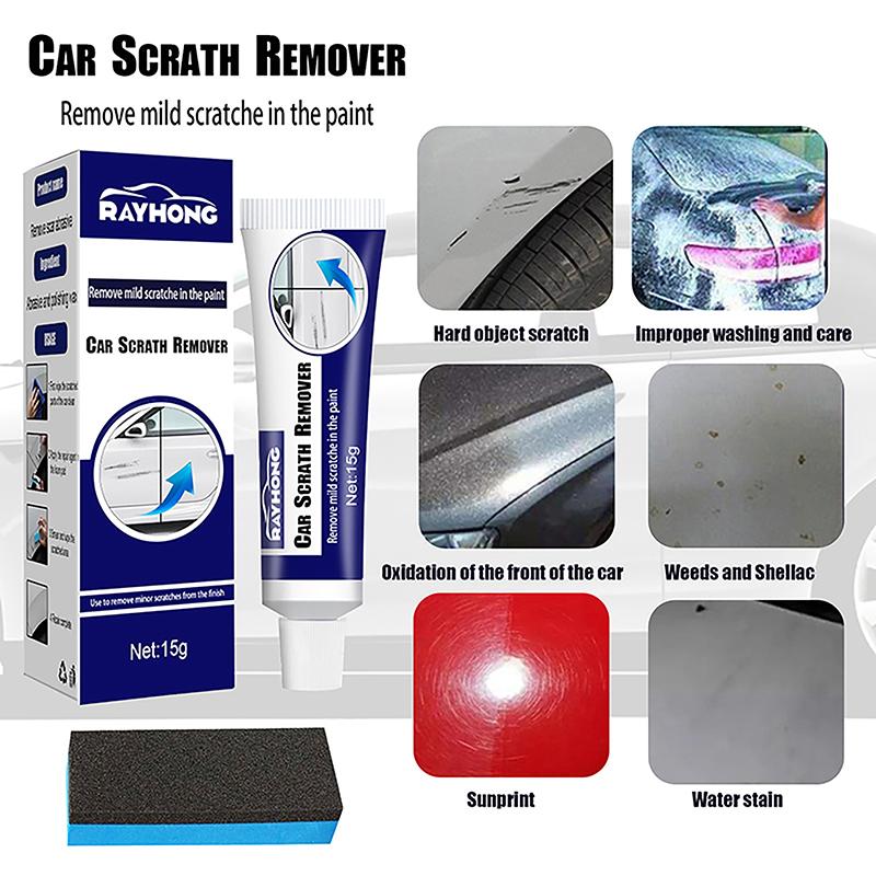 Set da 2 Pezzi Rimuovi Graffi Auto Pasta Lucidante Auto con Spugna Kit Cura Vernice Carrozzeria Auto Set Cura Lucidanti Auto Strumento di Riparazione