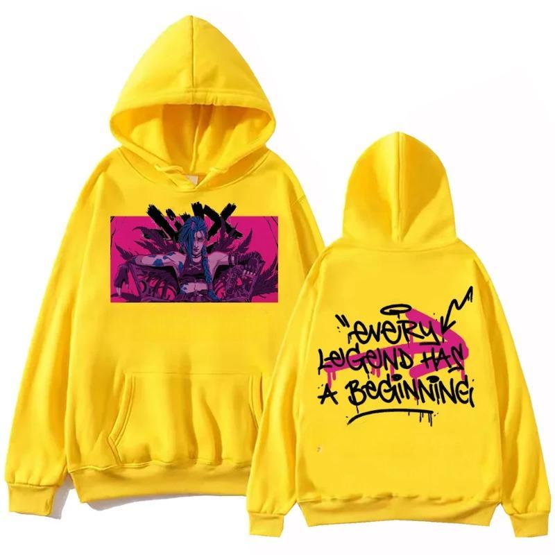 Hot Anime Arcane-Jinx Bluza z kapturem Harajuku Bluzy z kapturem Bluzy męskie i damskie Bluzy z kapturem Prezenty dla fanów Bluzy z kapturem i swetry Unisex