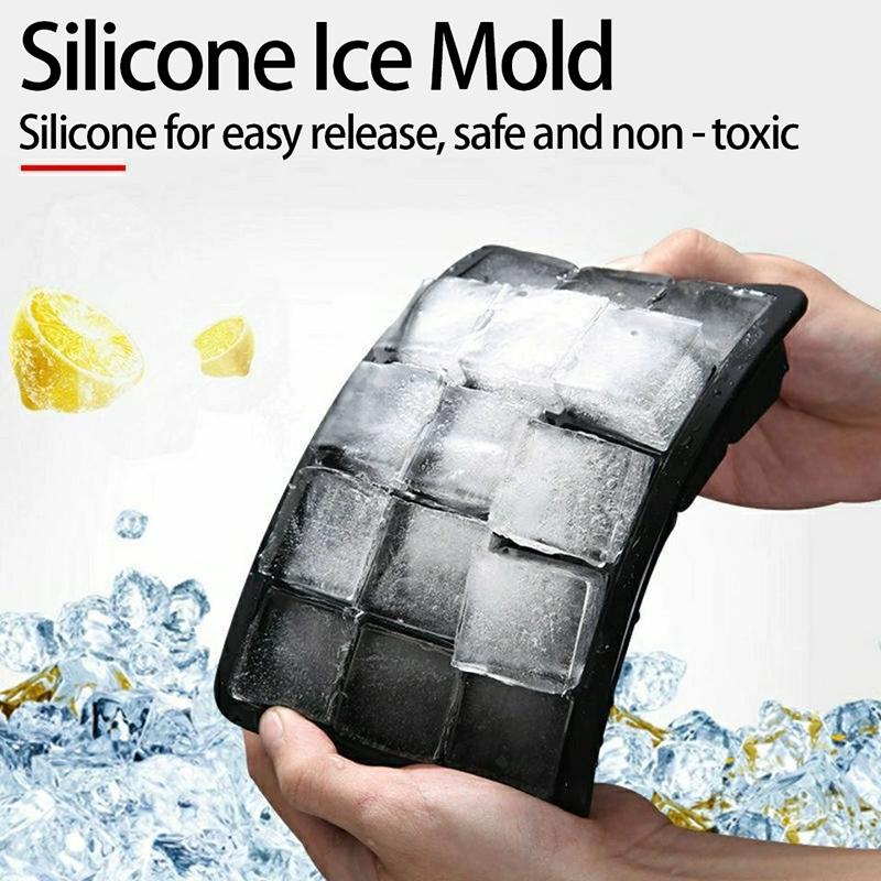 Silikon-Eisformen Mehrfach wiederverwendbare Eiswürfel-Formen Gitter Große Eiswürfelform Silikon-Kühler