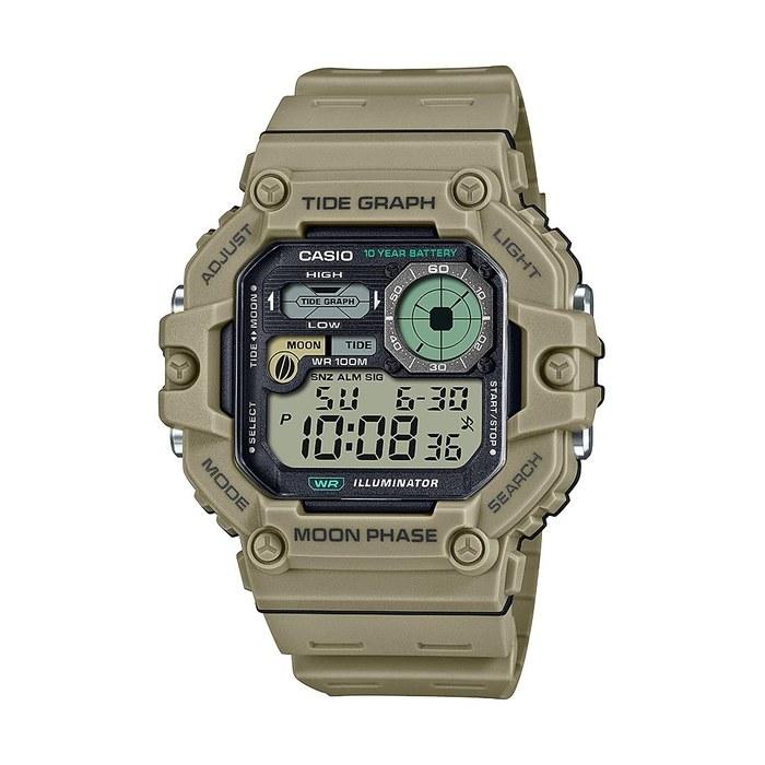 Casio Illuminator Tide Graph Moon Phase 10-Year Battery Digital Watch WS-1700H-5AV, Beige