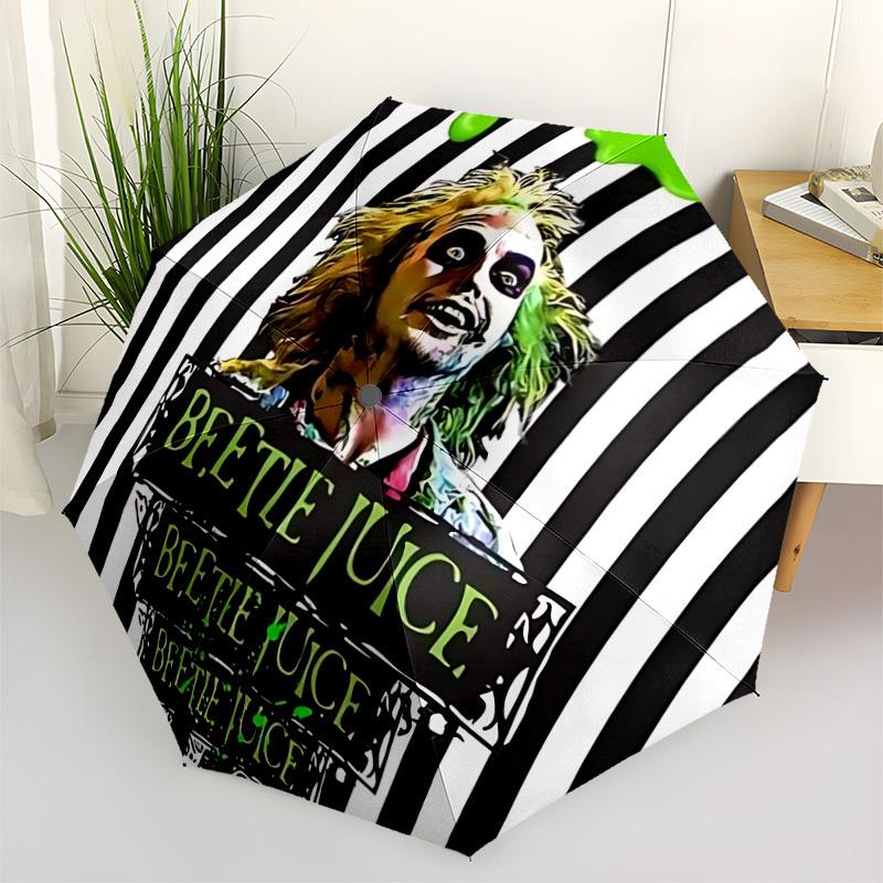 

1pc BEETLE JUICE Umbrella - Automatic Open Compact Travel Umbrella with 13-Rib Durable Frame yy251021056