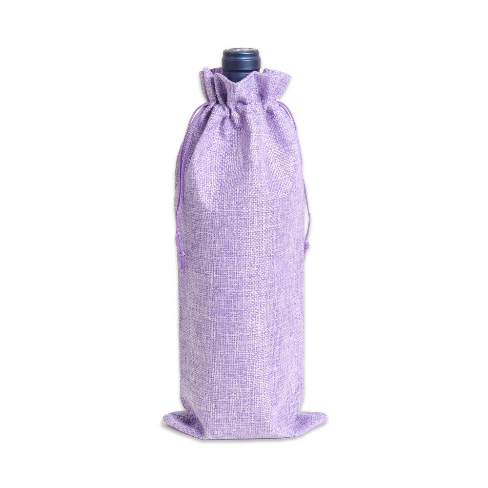 Multicolor Burlap Wine Gift Set with Drawstring Bag