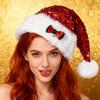 Yousheng Sequined Santa Hat Glittery Christmas Hat with Bow Fluffy Pompom Unisex Fuzzy Xmas Hat for Christmas New Year Festive Parties