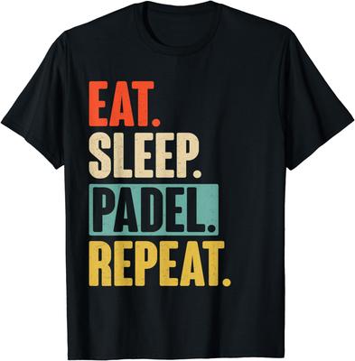 Eat Sleep Padel Repeat - Camiseta de Padel Retro Vintage Camisetas Gráficas Ropa de Hombre Camisetas Ropa Estética