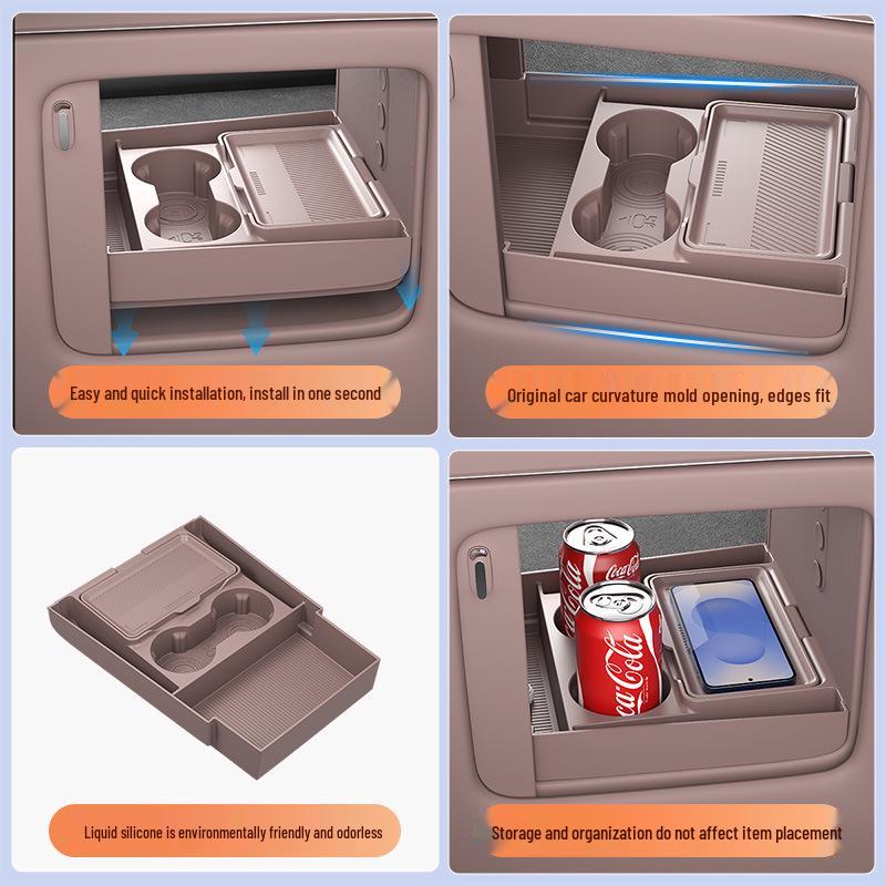 Fits 26 AITO M9 Models: Multi-functional Center Console Storage Box & Glasses Holder for Car Accessories.