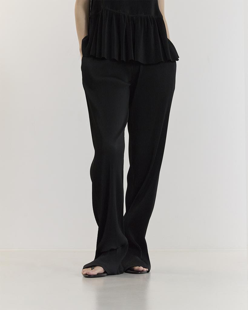 CURRENT Pleats Long Pants(Black)