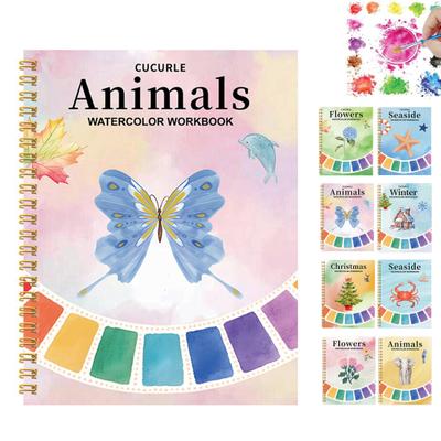 Aquarell-Arbeitsbuch Schritt-für-Schritt Malanleitung Aquarellfarbset Von der Natur inspirierte Ausmalvorlagen Wassermalausmalbuch