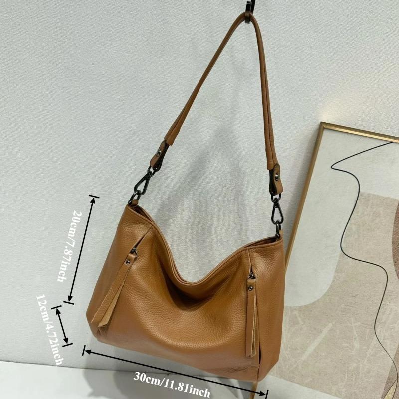 Women's Top-Grain Leather Crossbody Shoulder Bag | Large Capacity Solid Color | European American Fashi Commuter Handbag