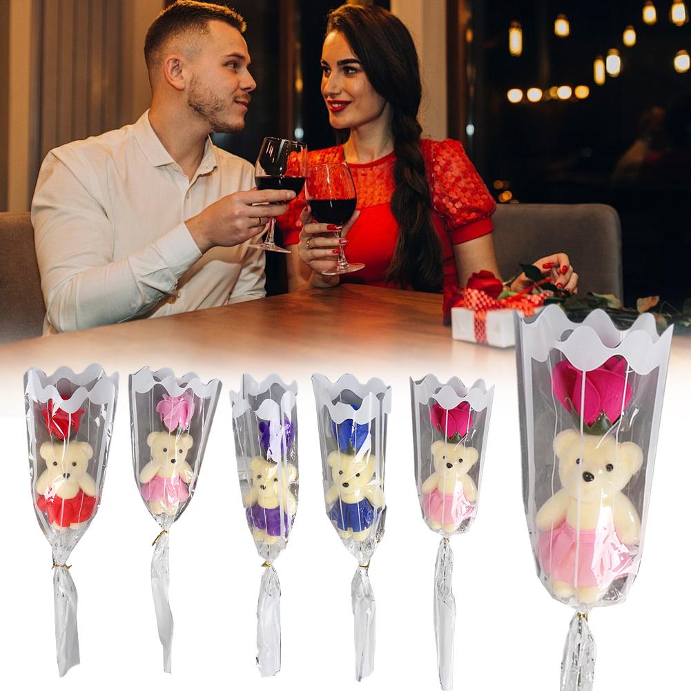 Romantische Künstliche Seifenrosen Geschenk Blumenstrauß Lieblicher Teddy Weihnachts Bär Geburtstag Tag Wi K6C1