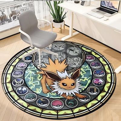 1pc Pokmon Icon Collage Round Rug Flannel Fun Playful Design Living Room Bedroom Floor Mat Home Decoration Kids Room Carpet Y82841