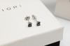 Silver Small Square Earrings with Black Cubic Zirconia