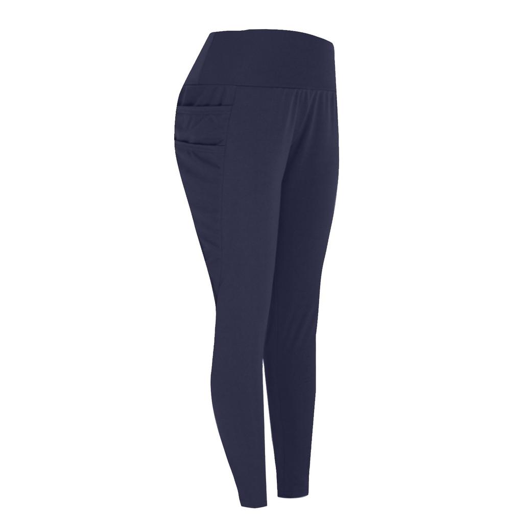 Women's Fashion Color Pocket Yoga Pants Sporty Slimming Small Foot Casual Pants
