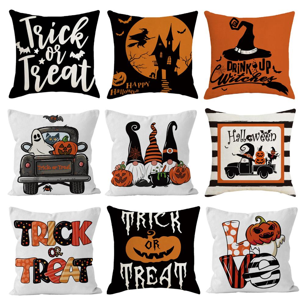 Halloween Cushion Cover 45x45 Pillowcase pumpkin witch car Printed Sofa Cushions Decorative Pillowcover Home Decor Pillow case