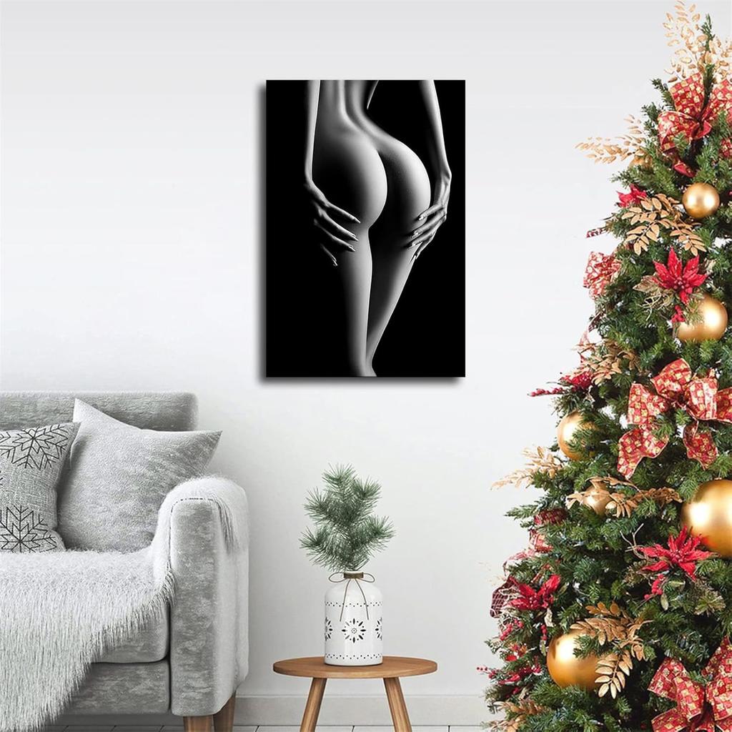 Sexy Frau Malerei Mädchen Poster und Drucke Schwarz und Weiß Wandkunst Leinwandbilder für Wohnzimmer Heimdekoration (24×36inch-Kein Rahmen)