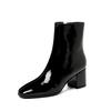 High heeled women's boots  autumn and winter new fashion short boots comfortable thick heel side zipper round head women