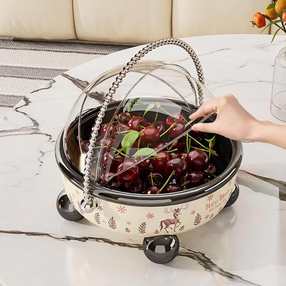 Flip Cover Table Fruit Tray High Feet Snack Tray Kitchen Tableware Fruit Bowl  Living Room
