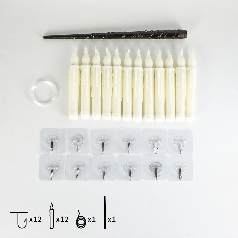 Floating Candles with Wand For Christmas/Halloween/Valentine's Day Decor White