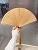 Ancient Style Folding Fan Hollow-out Full Bamboo Fan Female Summer Cheongsam Hanfu Photo Portable Small Summer Cool Fan National Fan
