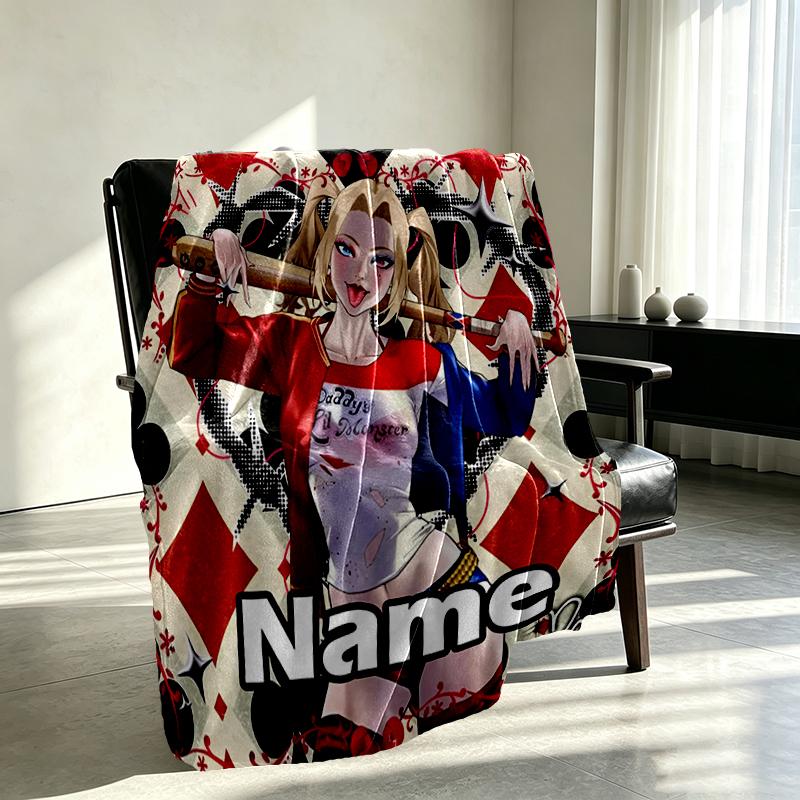 Custom Name Personalized Superhero Print Blanket, Home Decor, Bedroom, Sofa, Camping, Couch, Gifts for Birthday Christmas