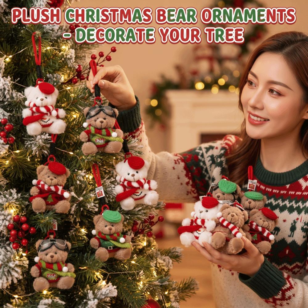 Soft Plush Christmas Bear Pendant Knitted Sweater Cartoon Bag Charm Festival Gathering