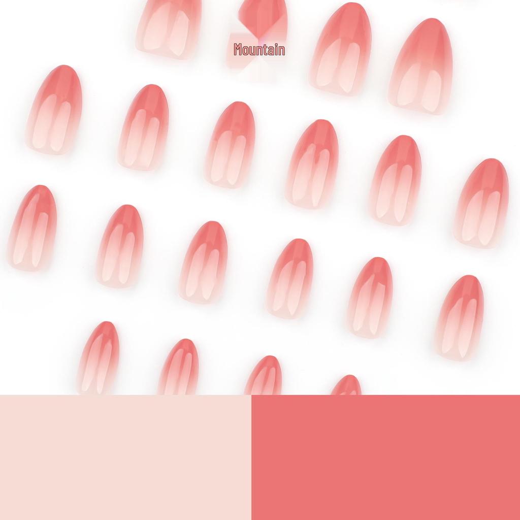 Blush Gradient French Manicure: Reusable Short Pointed False Nails