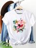 (Asian Size) Sweet Flower Trend 90s Clothing Women Fashion Print Short Sleeve Tee Top Female T Shirt Woman Graphic T-shirts
