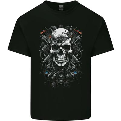 Engine Skull Car Motorcycle Biker Mechanic Kids T-Shirt Childrens