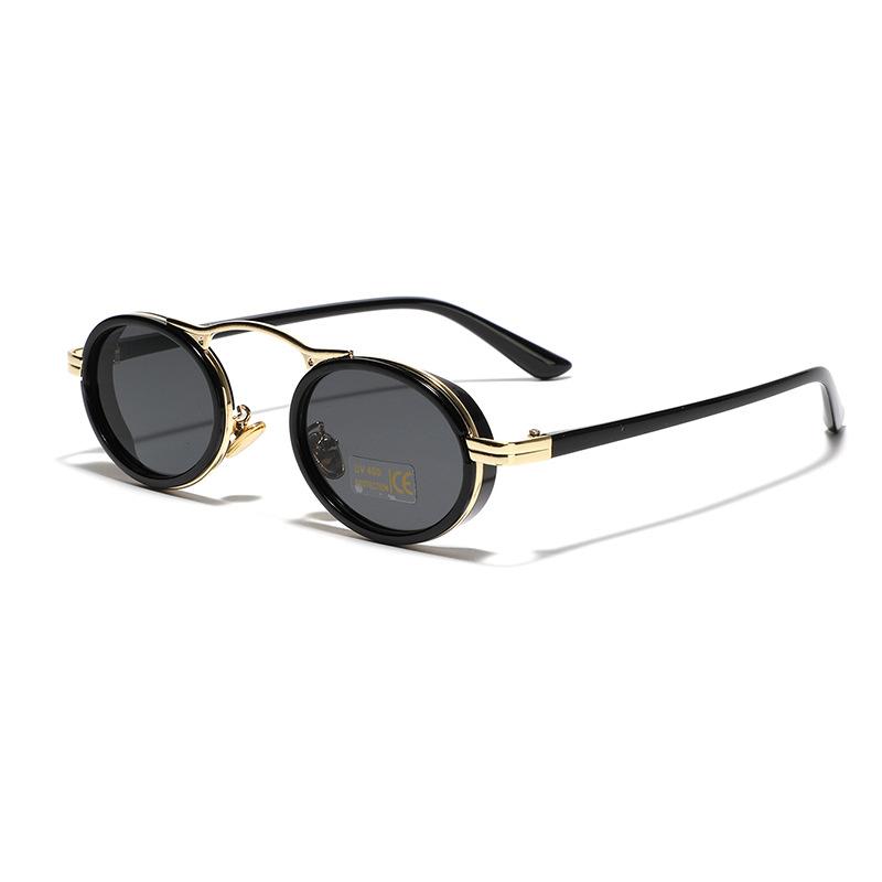Glasses Retro Punk Style Sunglasses Men'S Semi-Metal Oval Xiaohongshu Same Sunglasses Women