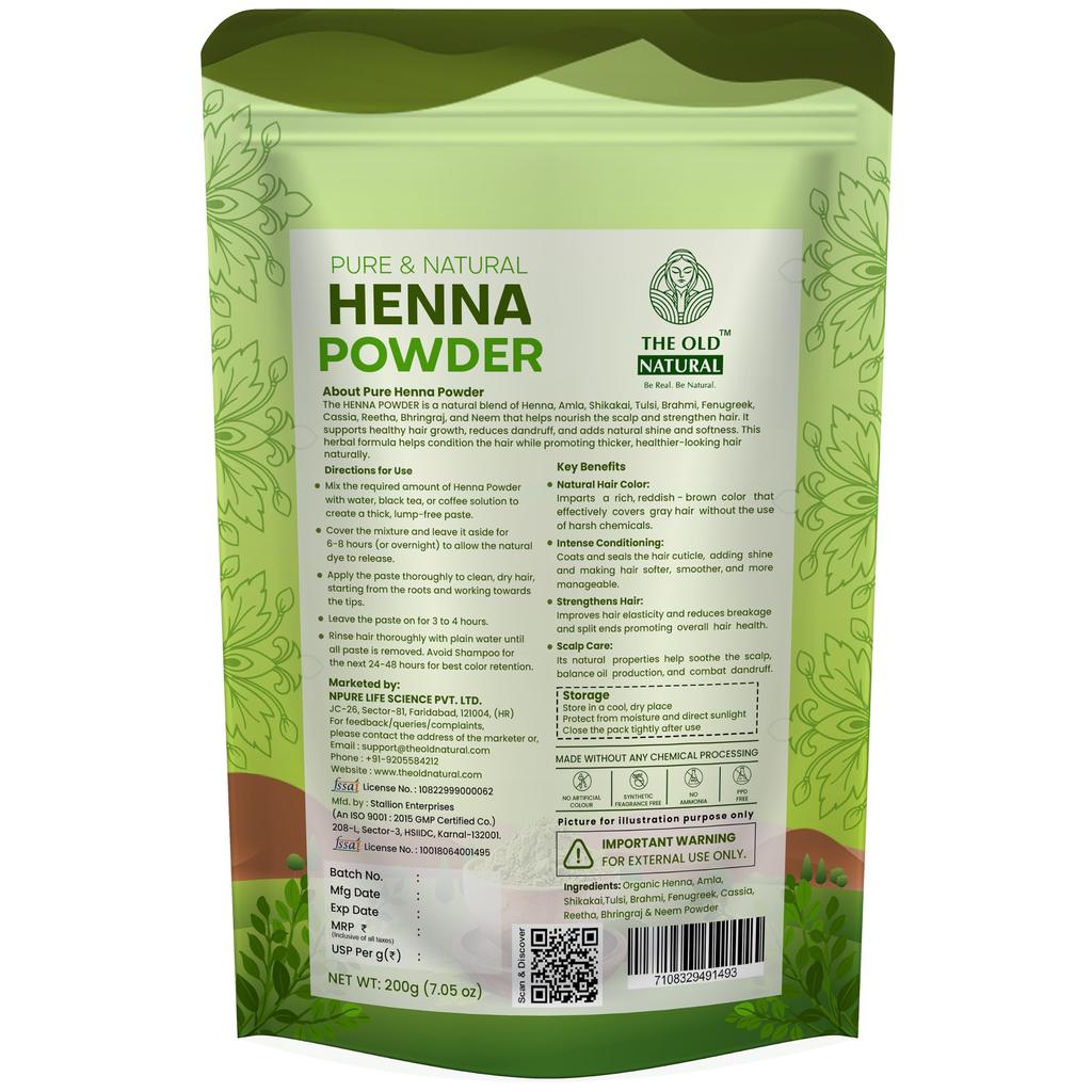 The Old Natural Henna Powder for Hair Color & Hair Growth | 100% Pure Natural Mehndi Powder for Hair & Hands | Chemical Free Hair Conditioner for