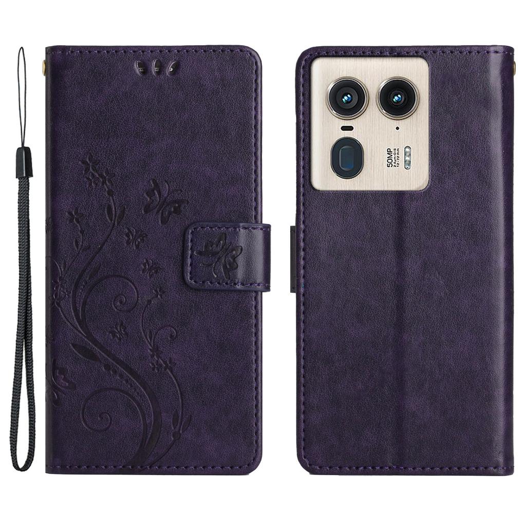 Für Motorola Edge 50 Ultra 5G/Moto X50 Ultra 5G Hülle Schmetterling Blume Lederhülle