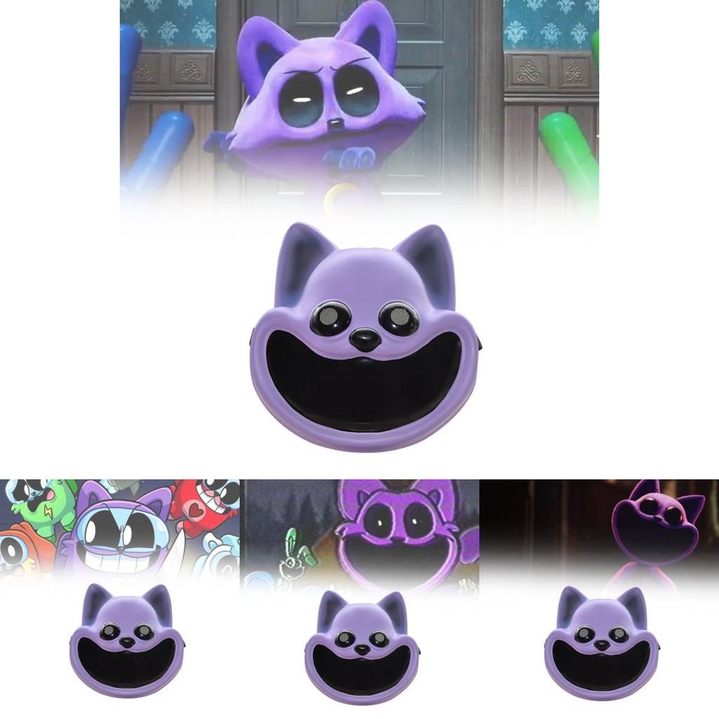 יצורים חמודים מחייכים Poppy Playtime מסכת חתול סגולה Napcat צעצוע קטיפה ממולא