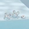 Silver minimalist bow stud earrings 925 silver
