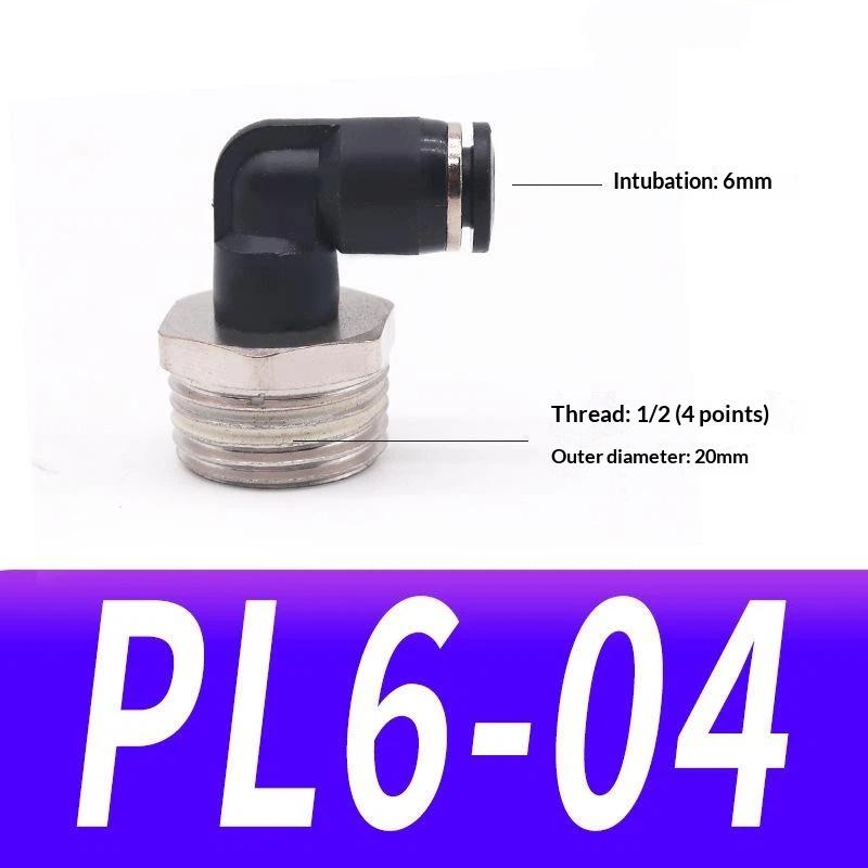 1 Stuk Pl4-01 Pl6-02 Pl8-03 Industriële Pneumatische Fitting 90 Graden Push-in Koperen Luchtbuis Connector Meerdere Bsp Schroefdraad Maten