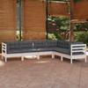 Day and Night - Day and Night Garden Furniture 6 Pieces and White Cushions Solid Pine Wood