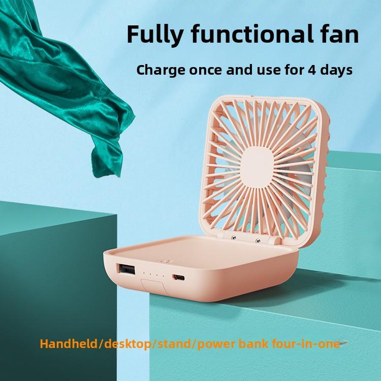 Brushless Motor Mini Fan Large Capacity Power Bank Foldable Portable Electric Fan for Outdoor розовый
