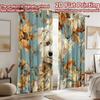 2D flat printing 2pcs Party Curtains Cute Dog Autumn Leaves Digital Printed Polyester Drapes Seasonal Party & Holiday Decor Use