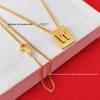 Arc de Triomphe Letter Choker: Brass Gold-Plated Small Square Tag Necklace with Initial Pendant
