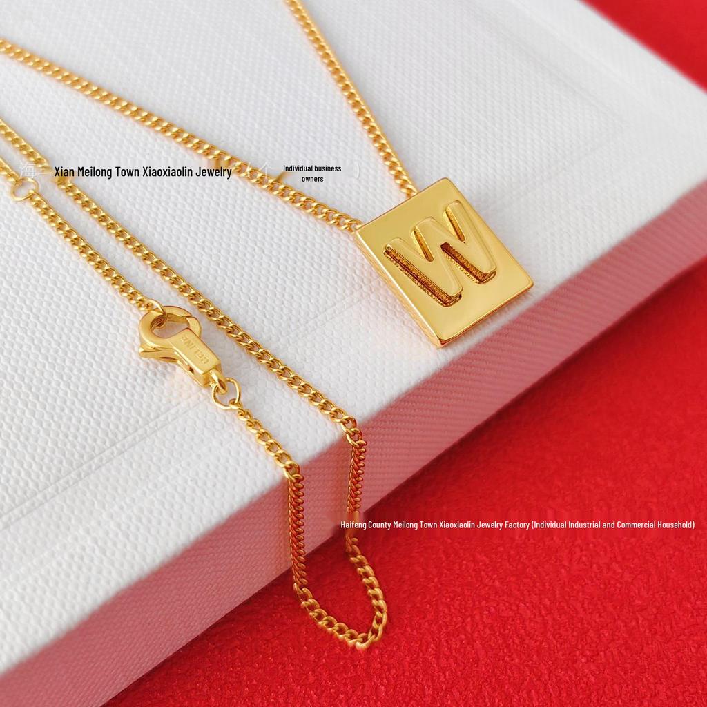 Arc de Triomphe Letter Choker: Brass Gold-Plated Small Square Tag Necklace with Initial Pendant