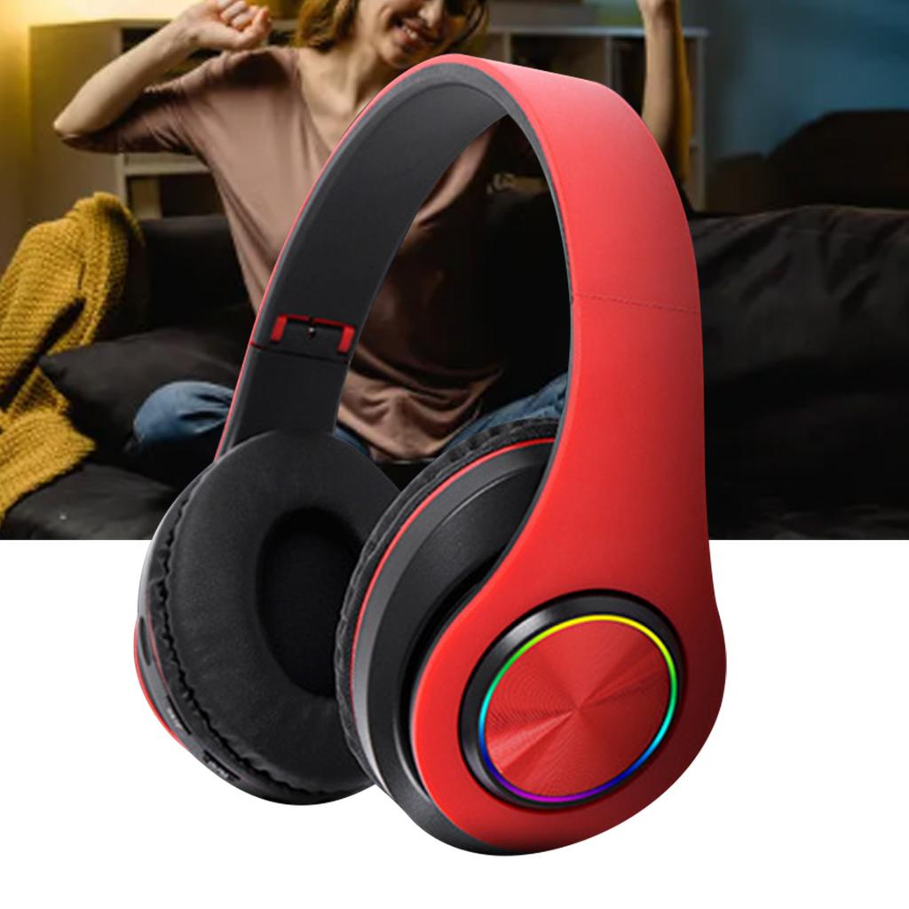 Bluetooth Headset with RGB Light Deep Bass Noise Reduction Comfortable Waterproof Foldable Wireless Gaming Headset