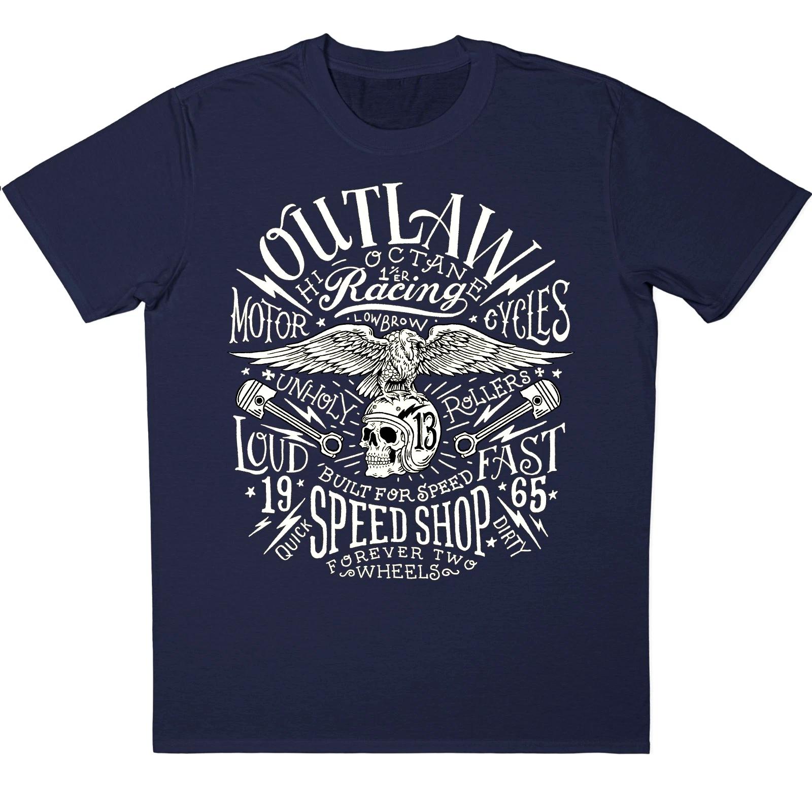 Skull Biker T-Shirt Motorcycle Wings Outlaw Vintage Gothic Graphic Racing Tee 2XL