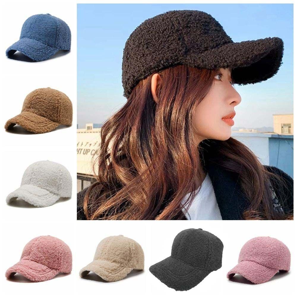 Velvet Lamb Wool Baseball Cap Thicken Winter Peaked Cap Vintage Plush Snapback Daily