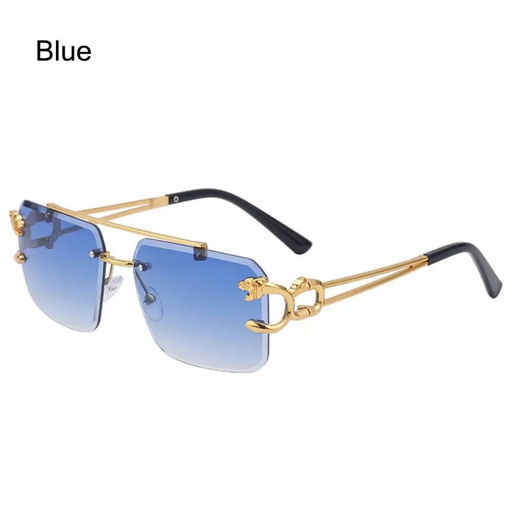 Steampunk Rimless Square Sunglasses Men 2025 Luxury Brand Designer Gold Lion Decoration Sun Glasses for Women Vintage Eyewear