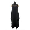 Women Mesh Panel Asymmetric Hem Maxi Dress Casual Loose Fit Dress with Inner Lining