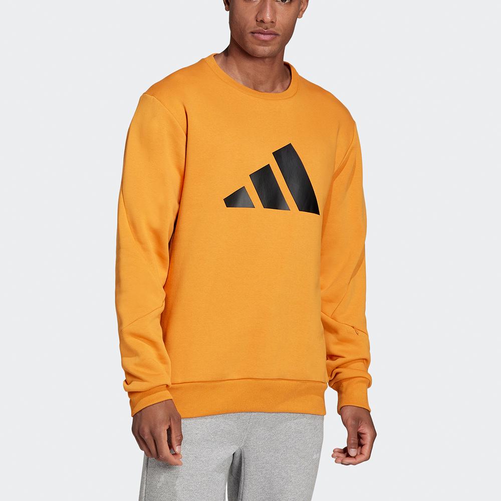 Adidas FI Wtr Crew Sweatshirt with Large Logo Print Men Tops Orange H46508