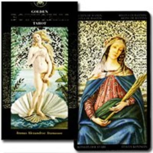 78 Golden Botticelli Tarot Cards for Fortune Telling, Includes Japanese Booklet "Pocket Manual