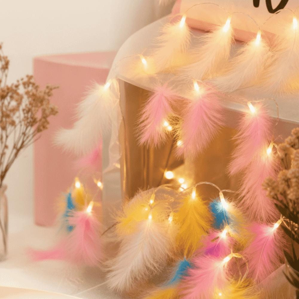 Feather Design Feather Led String Light Multi-Color Garland Christmas  Thanksgiving