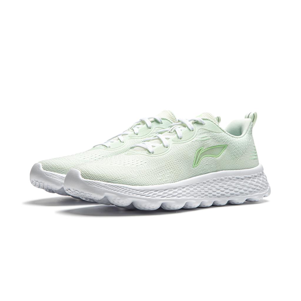 Li Ning Cloud Motion Soft Rebound Shock Absorption Durable Breathable Low Top Running Shoes Women Sneaker White Green ARSU024-3
