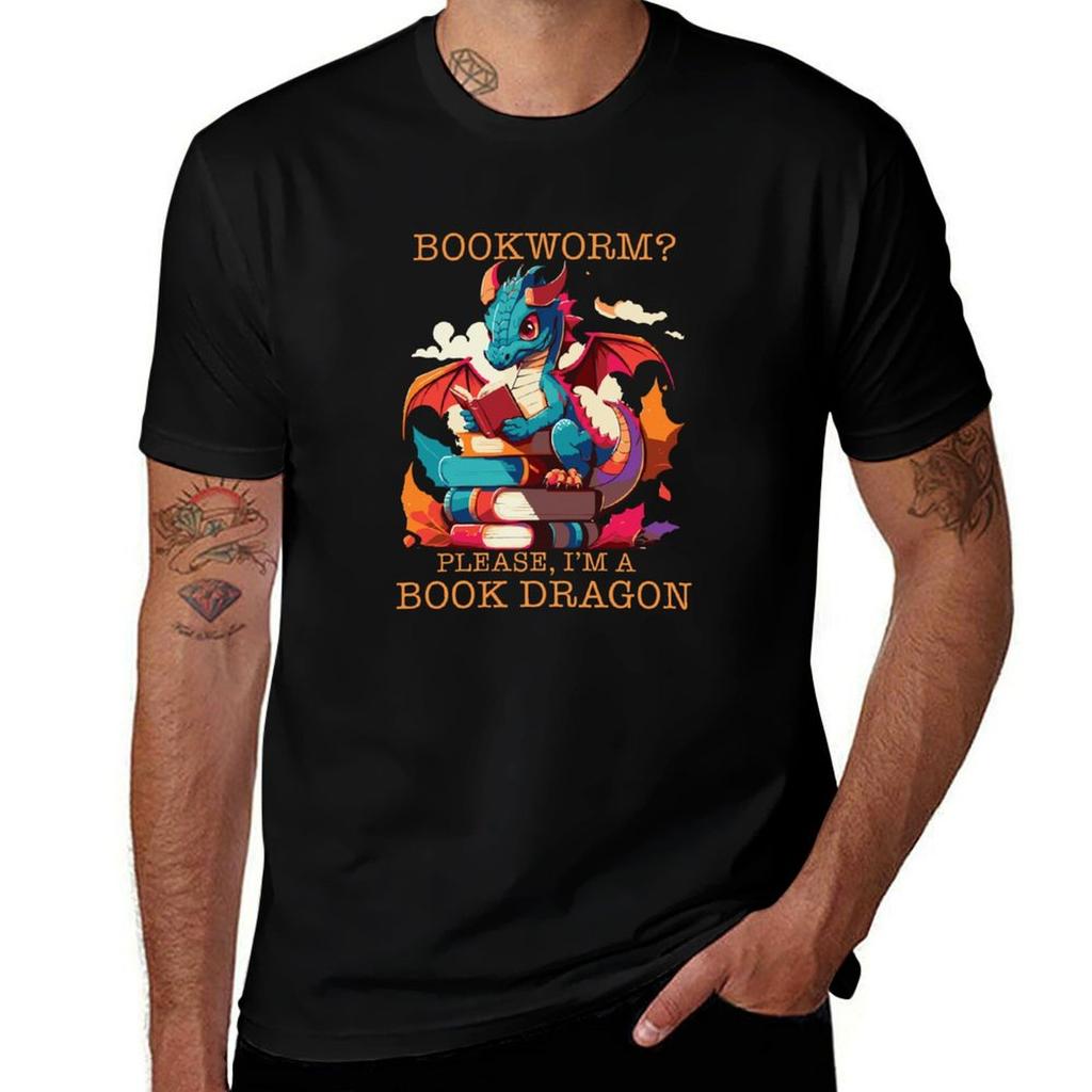 Bookworm No Book Dragon Tshirt Basic Plain Short Sleeve Crew Neck Tee