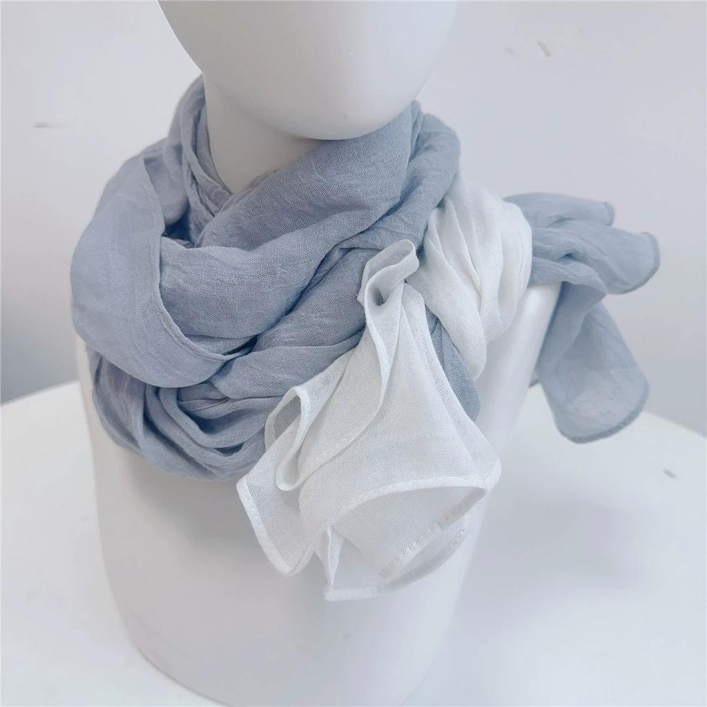 Korea Design New Spliced Scarf Long Two-Tone Cotton Warm Contrast Color Shawl Women's Scarves 75*190cm